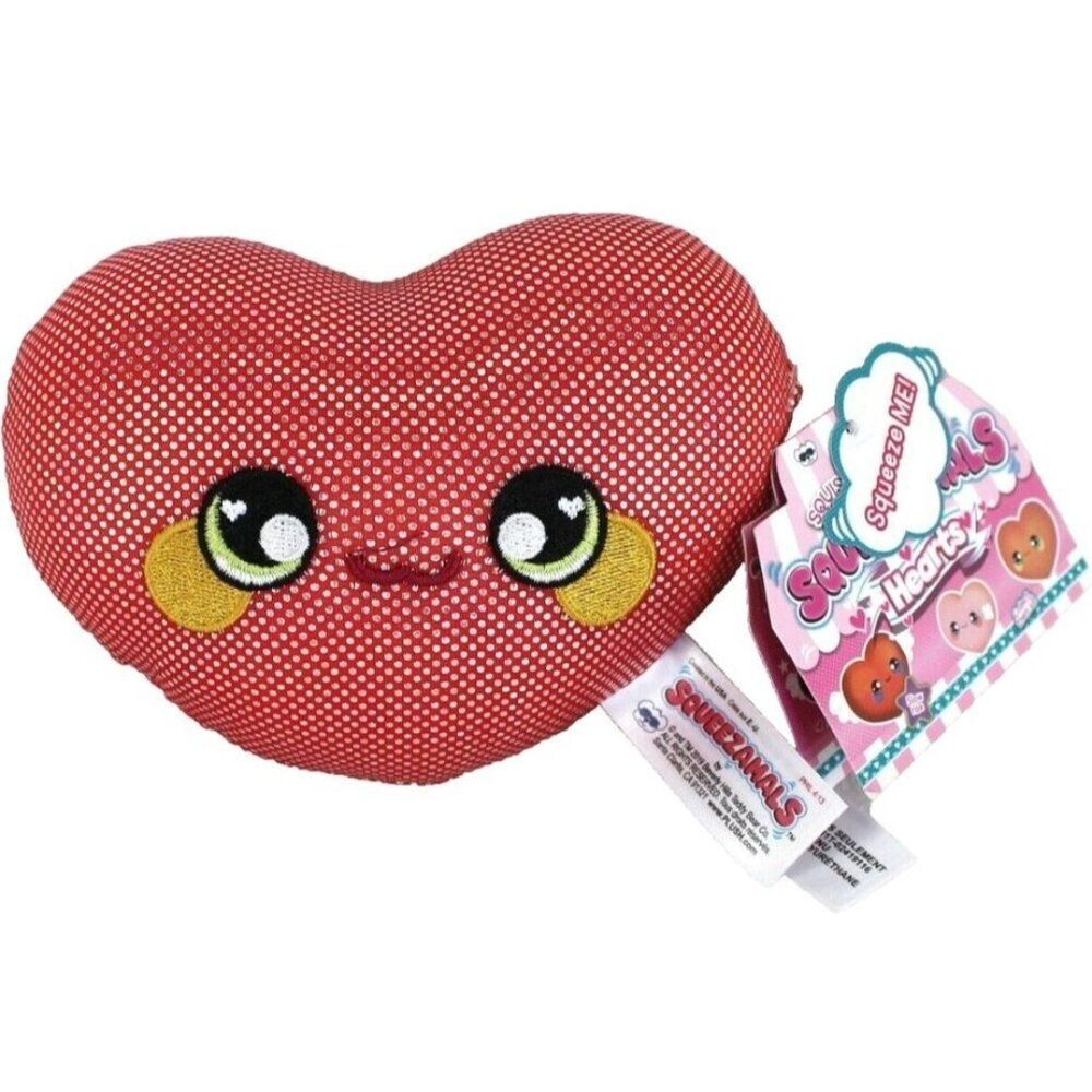 Squeezamals Heart Plush Ella 5.5" Red Shimmer Scented Slow Rise Mini StuffToy